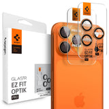 Folie Camera pentru iPhone 17 Pro Max/17 Pro/16 Pro Max/16 Pro/15 Pro Max/15 Pro/14 Pro Max/14 Pro (set 2) - Spigen Glas.tR Optik EZ Fit Pro (AGL10123) - Orange