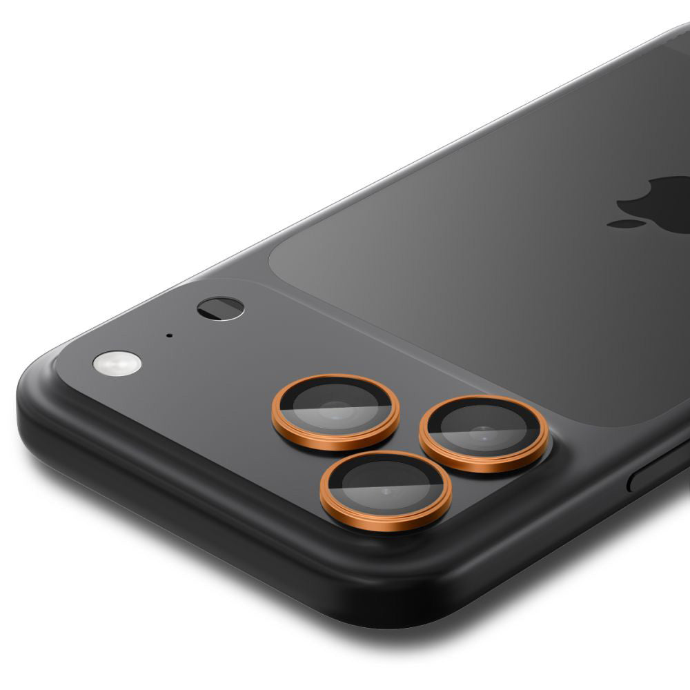 Folie Camera pentru iPhone 17 Pro Max/17 Pro/16 Pro Max/16 Pro/15 Pro Max/15 Pro/14 Pro Max/14 Pro (set 2) - Spigen Glas.tR Optik EZ Fit Pro (AGL10123) - Orange