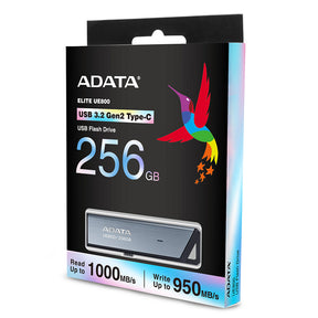 Stocare Adata Memory Stick UE800 (AELI-UE800-256G-CSG), Type-C (USB 10Gbps), 256GB, Up to 1,000/950MB/s, Metal Texture, Argintiu