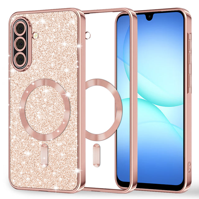 Techsuit Luxury Glitter MagSafe rózsaarany tok Samsung Galaxy A17 5G telefonhoz