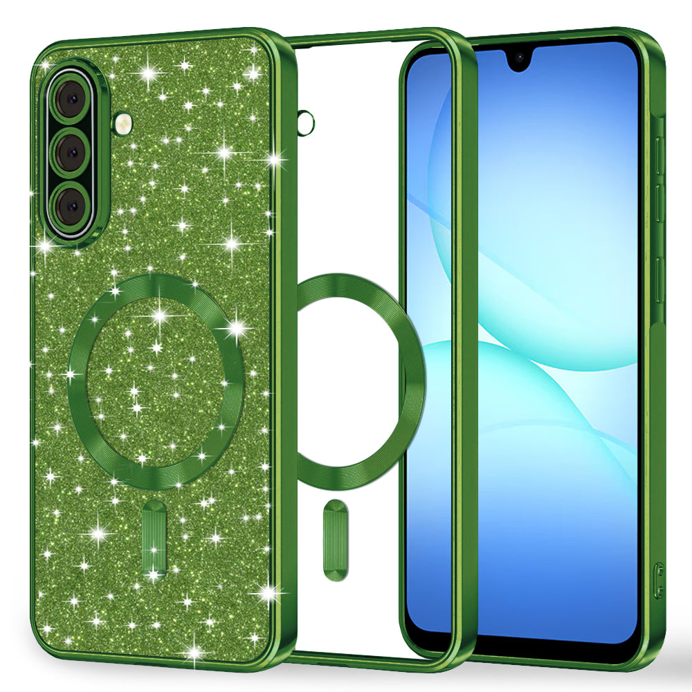 Husa de protectie Techsuit Luxury Glitter MagSafe compatibil cu Samsung Galaxy A17 5G / A17 4G / M17 / F17, Deep Green