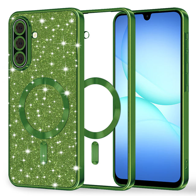 Husa de protectie Techsuit Luxury Glitter MagSafe compatibil cu Samsung Galaxy A17 5G / A17 4G / M17 / F17, Deep Green