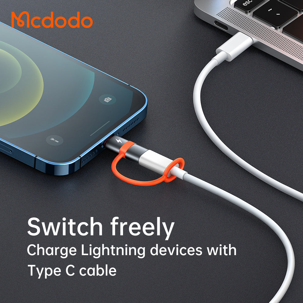 Adaptor Mcdodo Adapter (OT-0510), with Silicone Hook, Aluminium Alloy, Type-C to Lightning, 36W Portable Design, Gri
