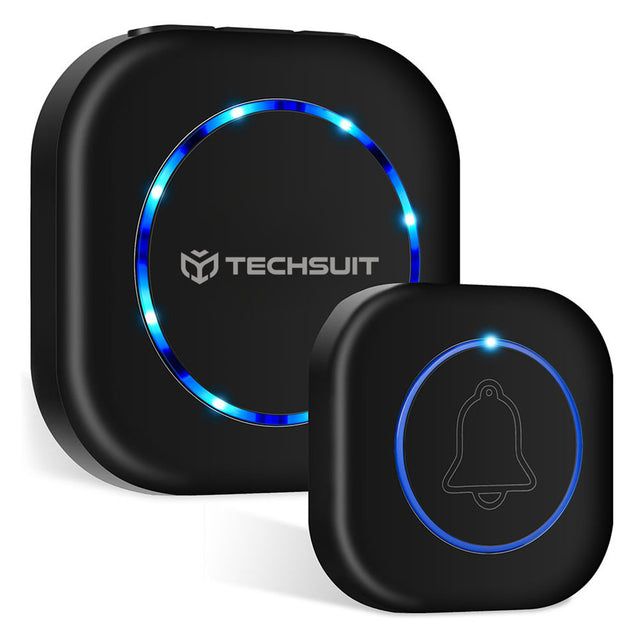 Gadget Techsuit Premium Wireless Doorbell Buzzzly (SU1), Waterproof, 38 Unique Tune, 4 Volume Levels, 5 Modes Music/Flash, Negru