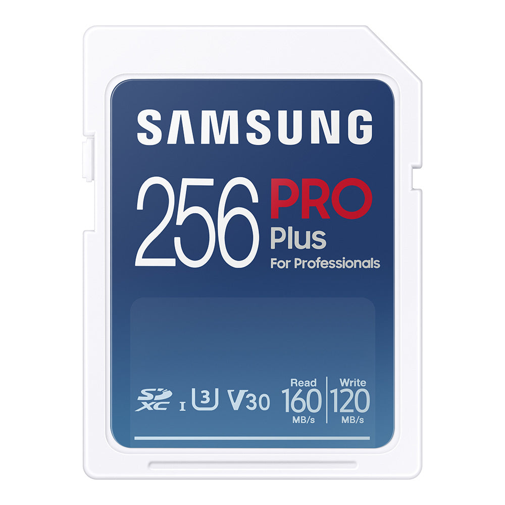 Stocare Samsung Memory Card PRO Plus + Reader Full Size (MB-SD256KB/WW), SDXC, 256GB, UHS-I, U3, V30, A2, 160MB/s, Albastru /White