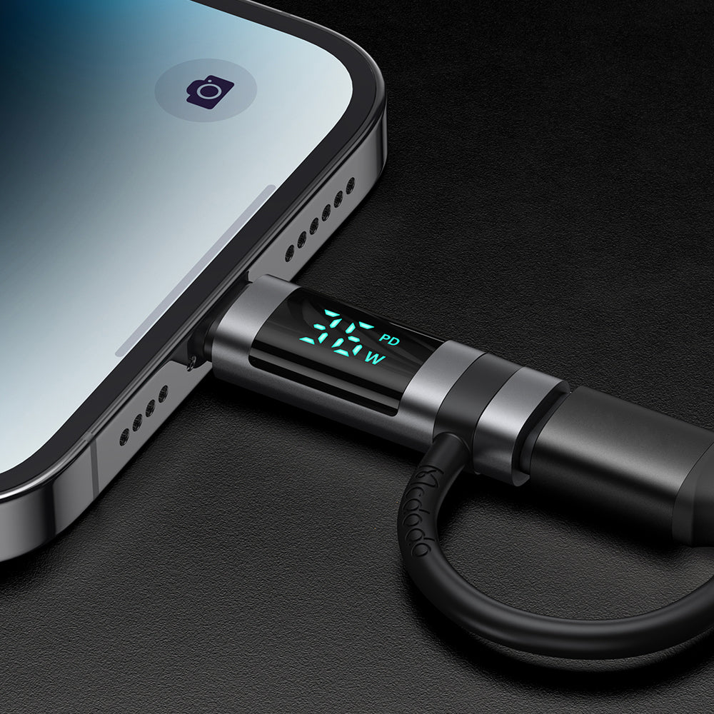 Adaptor Mcdodo Adapter Pigeon Series (OT-2610), with Silicone Hook, Aluminium Alloy, USB-C to Lightning 36W, HD LED Display, Negru