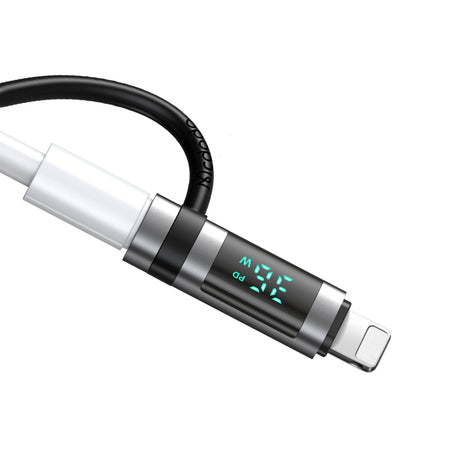 Adaptor Mcdodo Adapter Pigeon Series (OT-2610), with Silicone Hook, Aluminium Alloy, USB-C to Lightning 36W, HD LED Display, Negru