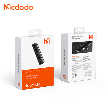 Adaptor Mcdodo Storage Box (WF-1720), USB-C Cable 0.3m, PD60W, USB-C to Micro-USB/iP/USB Adaptor, SIM Eject Pin, Card Slot, Negru