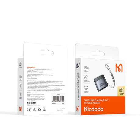 Adaptor Mcdodo OTG Adapter (OT-6850), Type-C to MagSafe 3, 140W, Aluminum Alloy, LED Indicator, for MacBook Air/Pro, Negru
