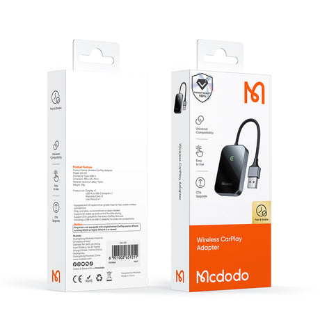 Gadget Mcdodo CarPlay Adapter (CA-7210), Wireless, USB, 1A, Bluetooth 2.1+EDR/3.0/4.X/5, A7 Chip, Support OTA, Siri, Negru
