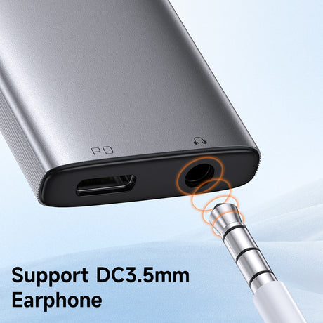 Adaptor Mcdodo Audio Adapter Wales Series (CA-5050), Type-C to Type-C, DC 3.5mm, Aluminum Alloy, Nylon, PD60W, 12.5cm, Gri