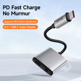 Adaptor Mcdodo Audio Adapter Wales Series (CA-5050), Type-C to Type-C, DC 3.5mm, Aluminum Alloy, Nylon, PD60W, 12.5cm, Gri