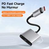 Adaptor Mcdodo Audio Adapter Wales Series (CA-5570), Type-C to Type-C, Aluminum Alloy, Nylon, High Resolution, PD60W, 12.5cm, Gri