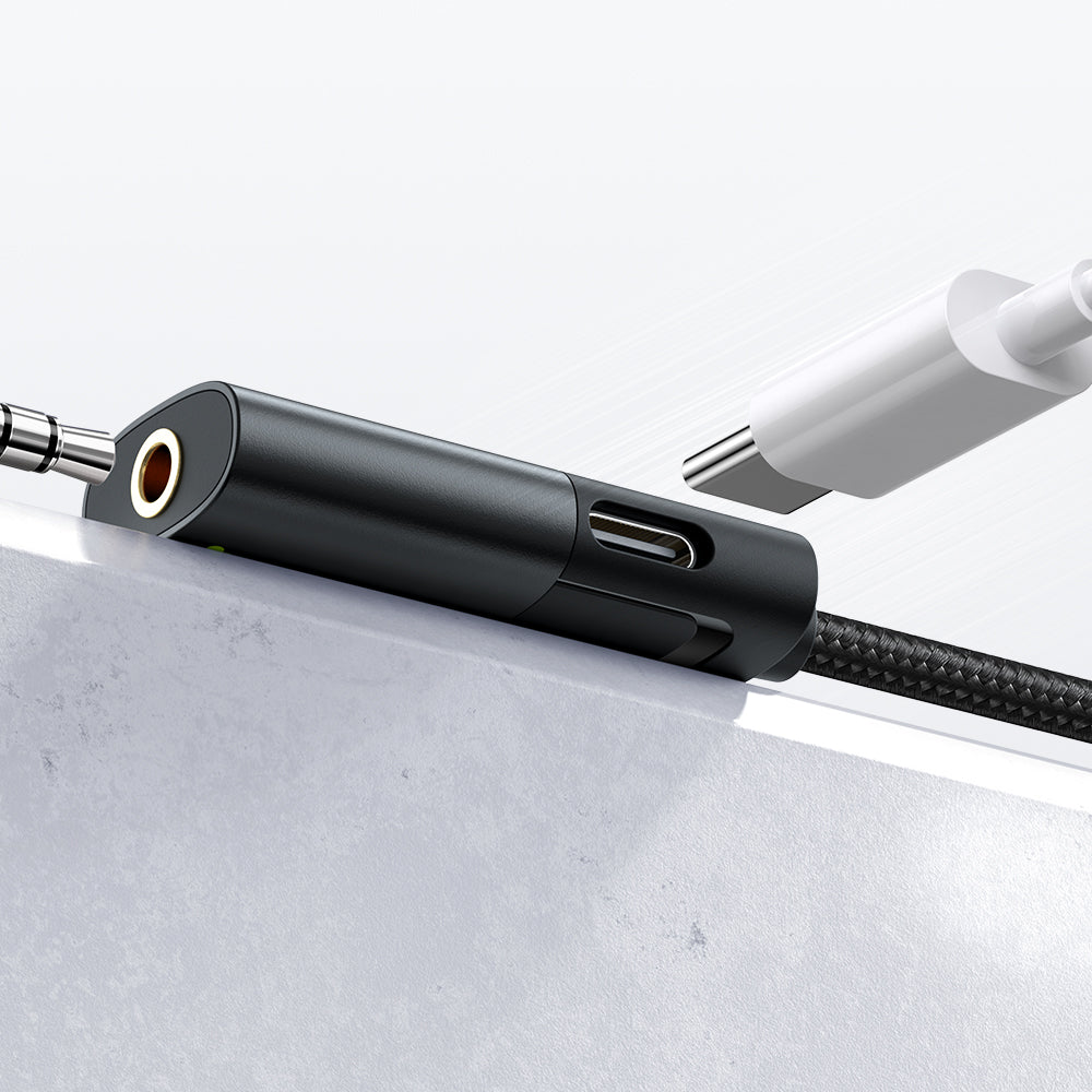 Adaptor Mcdodo Audio Adapter (CA-1880), Type-C to Type-C, 3.5mm, PD60W Charging+ Music Play+Call Function, 0.1m, Negru