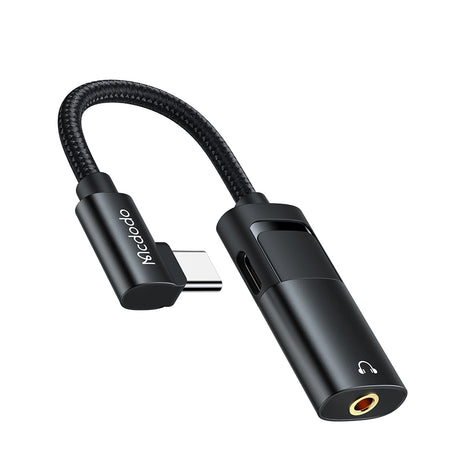 Adaptor Mcdodo Audio Adapter (CA-1880), Type-C to Type-C, 3.5mm, PD60W Charging+ Music Play+Call Function, 0.1m, Negru