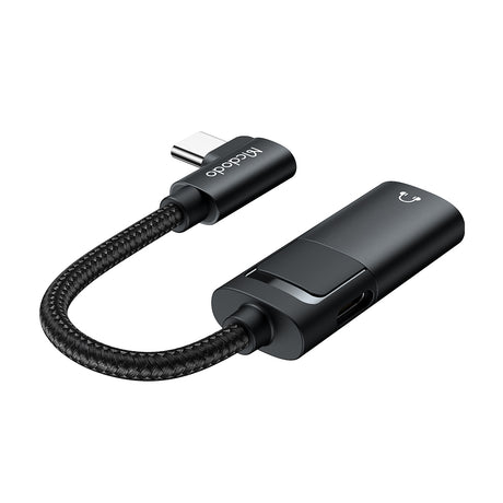 Adaptor Mcdodo Audio Adapter (CA-1880), Type-C to Type-C, 3.5mm, PD60W Charging+ Music Play+Call Function, 0.1m, Negru