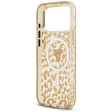 Husa de protectie Guess Leopard Glitter MagSafe compatibil cu iPhone 17 Pro Max, Maro