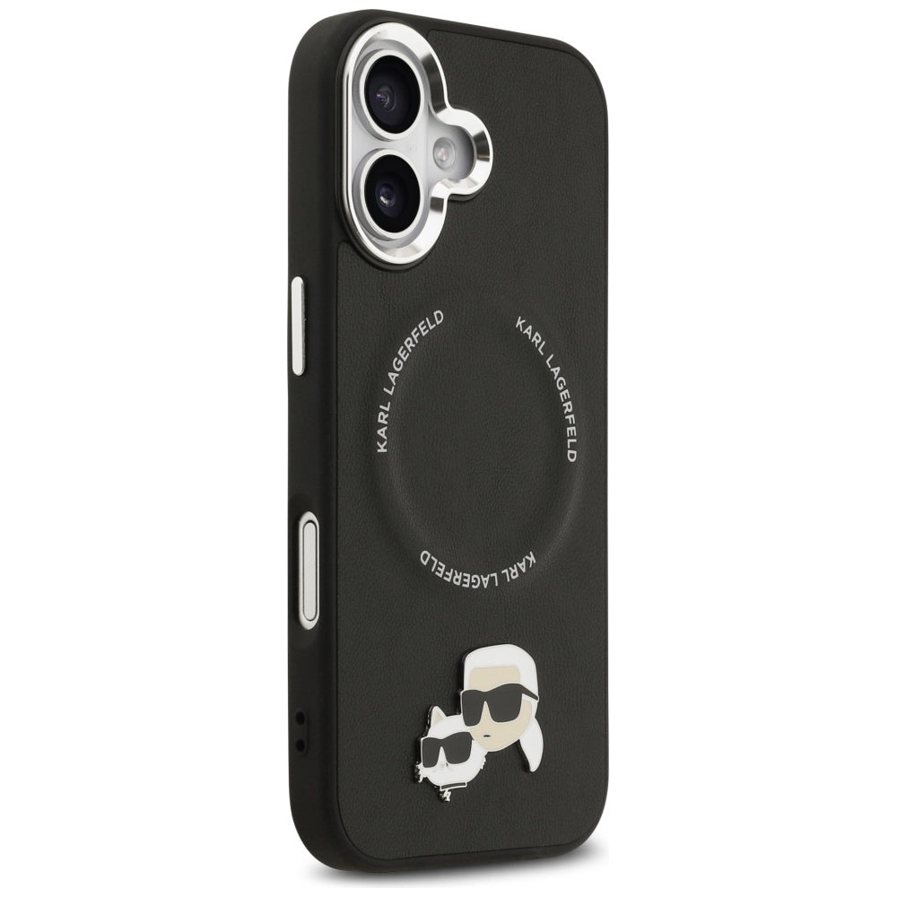 Husa de protectie Karl Lagerfeld Leather K&C Pins MagSafe (KLHMP17SPSMLRKCK) compatibil cu iPhone 17, Negru