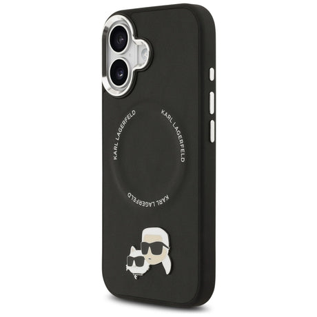 Husa de protectie Karl Lagerfeld Leather K&C Pins MagSafe (KLHMP17SPSMLRKCK) compatibil cu iPhone 17, Negru