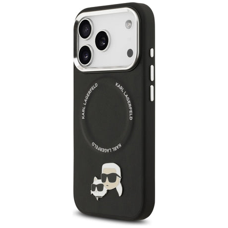 Husa de protectie Karl Lagerfeld Leather K&C Pins MagSafe (KLHMP17LPSMLRKCK) compatibil cu iPhone 17 Pro, Negru
