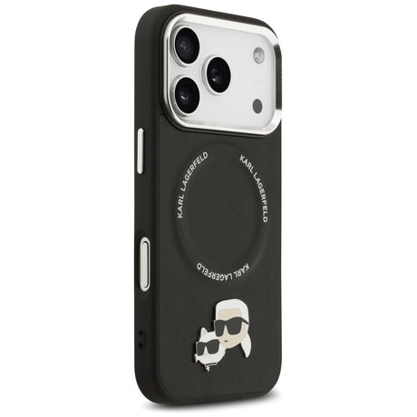 Husa de protectie Karl Lagerfeld Leather K&C Pins MagSafe (KLHMP17LPSMLRKCK) compatibil cu iPhone 17 Pro, Negru