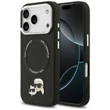 Husa de protectie Karl Lagerfeld Leather K&C Pins MagSafe (KLHMP17LPSMLRKCK) compatibil cu iPhone 17 Pro, Negru