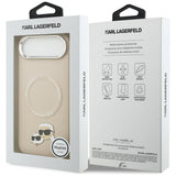 Husa de protectie Karl Lagerfeld Leather K&C Pins MagSafe (KLHMP17MPSMLRKCE) compatibil cu iPhone 17 Air, Bej