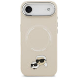 Husa de protectie Karl Lagerfeld Leather K&C Pins MagSafe (KLHMP17MPSMLRKCE) compatibil cu iPhone 17 Air, Bej