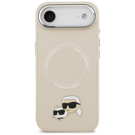 Husa de protectie Karl Lagerfeld Leather K&C Pins MagSafe (KLHMP17MPSMLRKCE) compatibil cu iPhone 17 Air, Bej