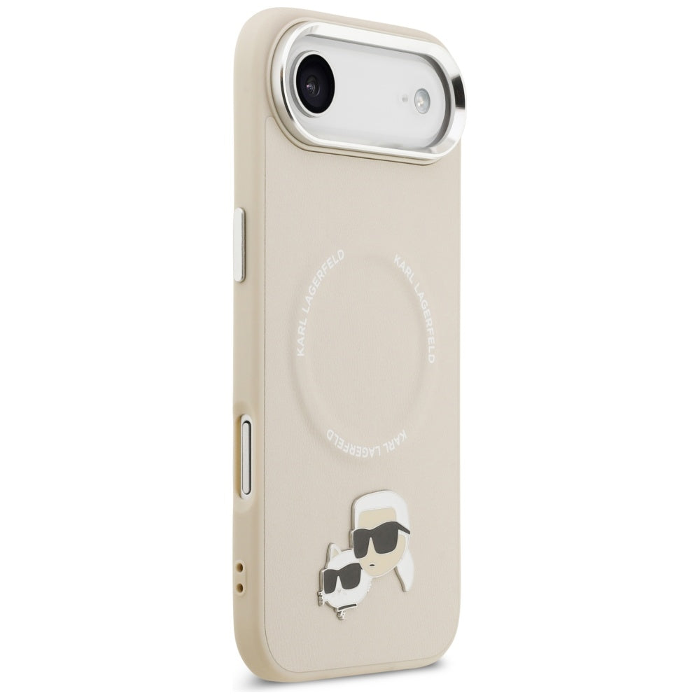 Husa de protectie Karl Lagerfeld Leather K&C Pins MagSafe (KLHMP17MPSMLRKCE) compatibil cu iPhone 17 Air, Bej