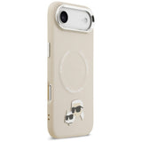Husa de protectie Karl Lagerfeld Leather K&C Pins MagSafe (KLHMP17MPSMLRKCE) compatibil cu iPhone 17 Air, Bej