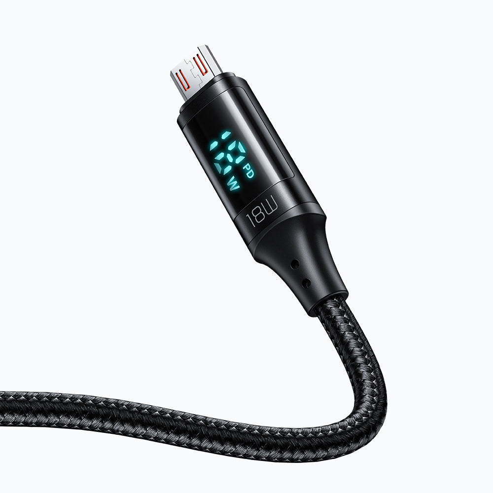 Cablu Mcdodo (CA-1070), USB 2.0 to Micro-USB, with Digital Display, Nylon Braided, Aluminum Alloy, 3A, 1.2m, Negru
