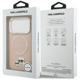 Husa de protectie Karl Lagerfeld Leather Karl & Choupette Pins MagSafe (KLHMP17LPSMLRKCP) compatibil cu iPhone 17 Pro, Roz