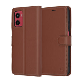 Husa de protectie Techsuit Leather Folio compatibil cu Motorola Moto G05 / E15, Maro
