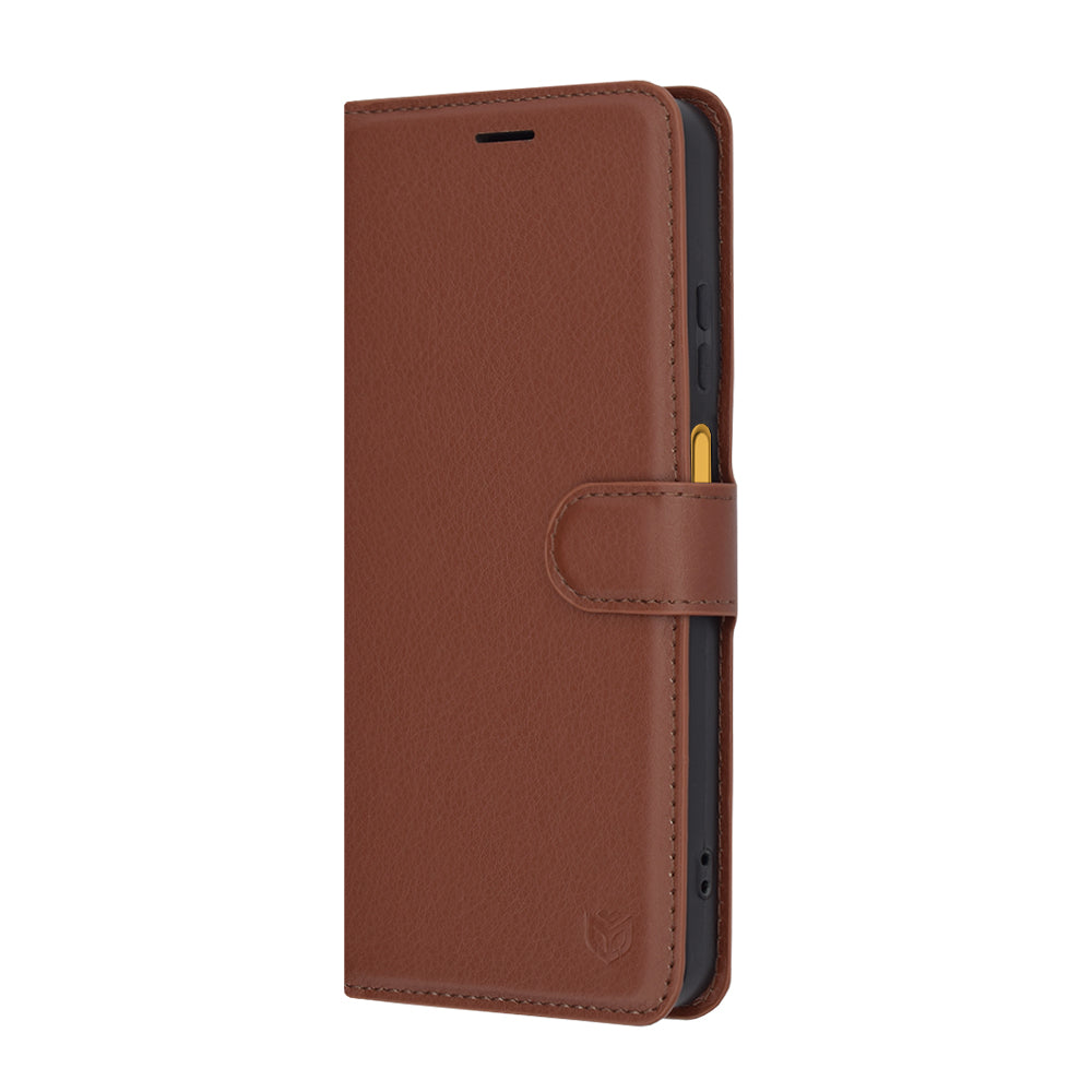 Husa de protectie Techsuit Leather Folio compatibil cu Motorola Moto G15 / G15 Power / G17 / G17 Power, Maro