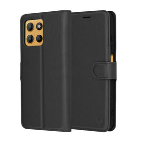 Husa de protectie Techsuit Leather Folio compatibil cu Motorola Moto G15 / G15 Power / G17 / G17 Power, Negru