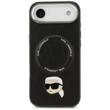 Husa de protectie Karl Lagerfeld Leather Karl Pin MagSafe (KLHMP17MPSMLRKLK) compatibil cu iPhone 17 Air, Negru