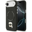 Husa de protectie Karl Lagerfeld Leather Karl Pin MagSafe (KLHMP17MPSMLRKLK) compatibil cu iPhone 17 Air, Negru