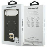 Husa de protectie Karl Lagerfeld Leather Karl Pin MagSafe (KLHMP17MPSMLRKLK) compatibil cu iPhone 17 Air, Negru