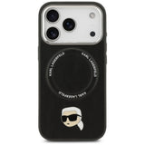 Husa de protectie Karl Lagerfeld Leather Karl Pin MagSafe (KLHMP17XPSMLRKLK) compatibil cu iPhone 17 Pro Max, Negru