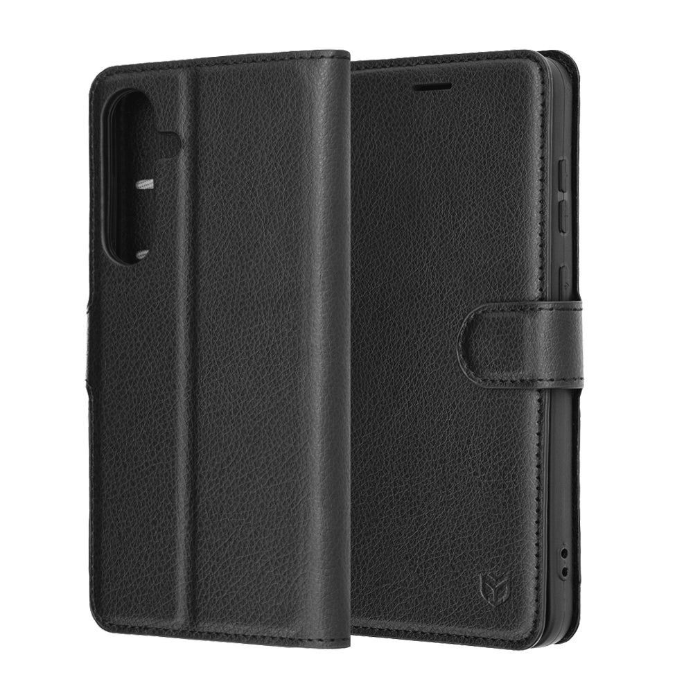Husa de protectie Techsuit Leather Folio compatibil cu Samsung Galaxy S25 FE, Negru