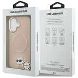 Husa de protectie Karl Lagerfeld Leather Choupette Pin MagSafe (KLHMP17SPSMLRCHP) compatibil cu iPhone 17, Roz