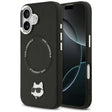 Husa de protectie Karl Lagerfeld Leather Choupette Pin MagSafe (KLHMP17SPSMLRCHK) compatibil cu iPhone 17, Negru