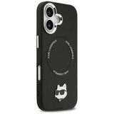 Husa de protectie Karl Lagerfeld Leather Choupette Pin MagSafe (KLHMP17SPSMLRCHK) compatibil cu iPhone 17, Negru