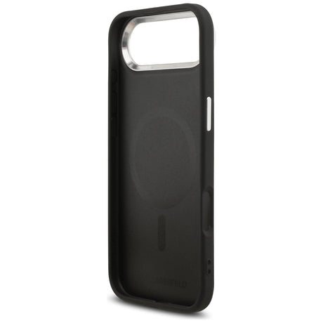 Husa de protectie Karl Lagerfeld Leather Choupette Pin MagSafe (KLHMP17MPSMLRCHK) compatibil cu iPhone 17 Air, Negru