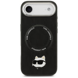Husa de protectie Karl Lagerfeld Leather Choupette Pin MagSafe (KLHMP17MPSMLRCHK) compatibil cu iPhone 17 Air, Negru