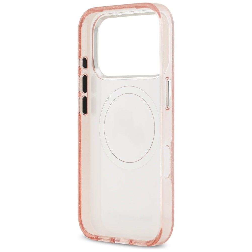 Husa de protectie Karl Lagerfeld IML Glitter K&C Heads Logo MagSafe (KLHMP17LHMKBKCHOP) compatibil cu iPhone 17 Pro, Roz