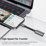 Adaptor Mcdodo Audio Adapter (CA-4870), Lightning to Type-C, 2A, 24W, 480Mbps, OTG, Support Fast Charge, Call Function, 0.1m, Gri