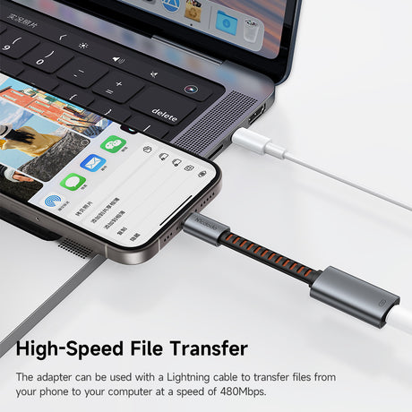 Adaptor Mcdodo Audio Adapter (CA-4870), Lightning to Type-C, 2A, 24W, 480Mbps, OTG, Support Fast Charge, Call Function, 0.1m, Gri