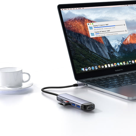 Hub/Dock Mcdodo Hub (HU-7740), 6in1, 2x USB3.0, Type-C PD100W, HDMI 4K, SD/TF Card Slot, 5Gbps, 2TB, Type-C Cable, Gri